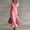 Pink, variant on QUNYINEY Cotton Womens Summer Dresses Pink Button Short Sleeve Long A Line Dress Casual Loose Fit V Neck with Slit Dresses