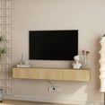 thumbnail image 5 of Aukfa Modern Floating TV Stand Wall Mounted for TVs up to 70 with 16 Color LEDs, Natural, 5 of 7