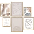 thumbnail image 2 of PixonSign Framed Canvas Print Wall Art Set - Pastel Grunge Watercolor Lines & Circles Poster Art - Collage Print Gallery Set of 6 Abstract Illustrations Wall Décor for Home - Natural, 2 of 5