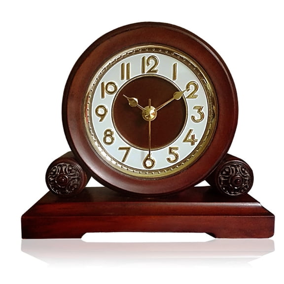 Wooden pendulum clock for table or fireplace with quartz movement ringtone Decorative living room wall clock with silent battery