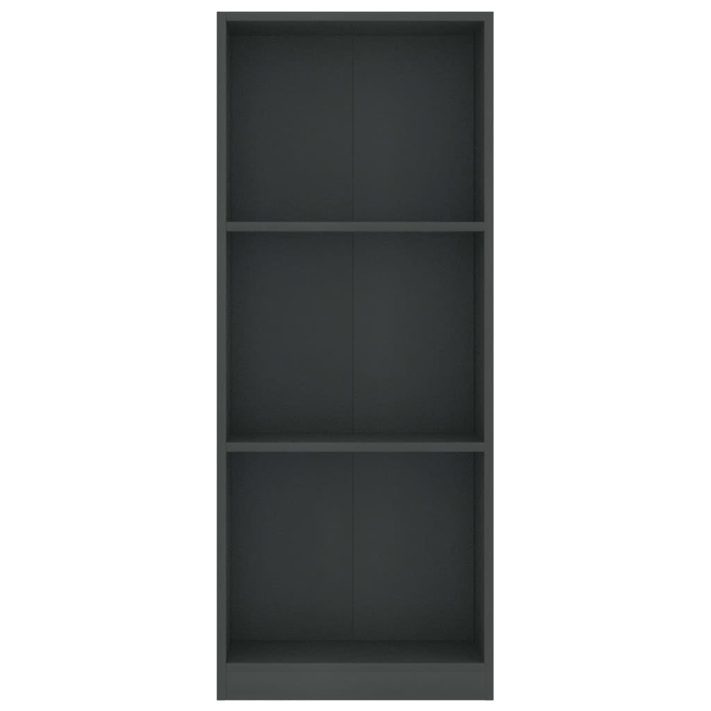 Veryke 3-Tier Bookcase, Contemporary Wood Multipurpose Shelf for Storage and Display, Gray