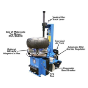 Atlas Automotive Equipment TC229 Tire Changer, Rim Clamp, Beadblaster, Air Jaws, Powerful Breaker, Adjustable Jaws, Versatile Tires, Inflator Box, Tool Kit, Plastic Covers, Ideal Home, Garage