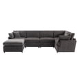 thumbnail image 3 of Sectional Couches for Living Room, Convertible Sectional Sofa U Shaped Couch with Removable Ottomans & 4 Throw Pillows, Comfy Sofa Couch in Polyester, 6-Seat Sofas for Apartment, Small Spaces, Grey, 3 of 8