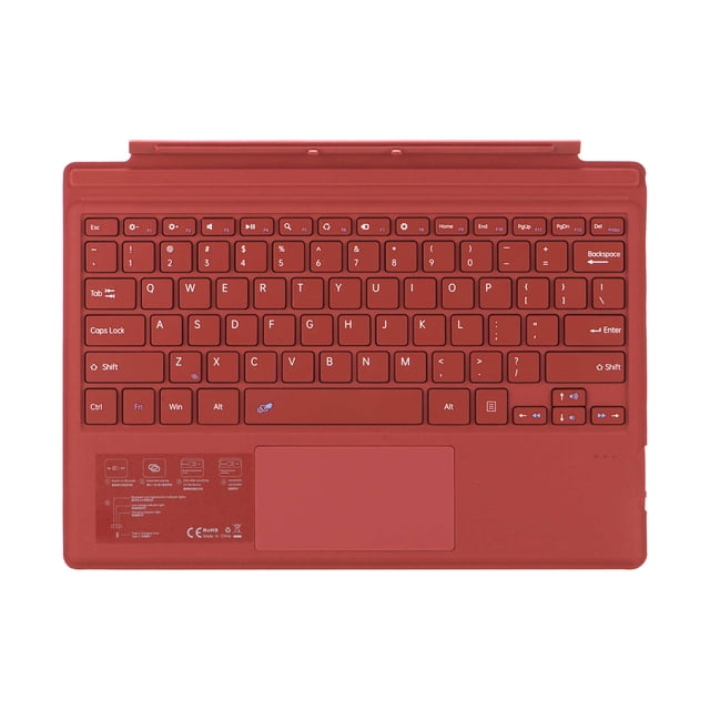 Bobbi Red Wireless Bluetooth 5.1 Keyboard with Multi-Touch Touchpad for Microsoft Surface Pro 7 Plus/7/6/5/4/3 12.3-inch - Ultra-Slim, Magnetic Detachable, 10M Range, No Backlight, ABS Material,