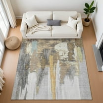 Addison Rugs Mayfield Premium Machine Washable Transitional Abstract Taupe Rectangle Rug, 3' x 5'