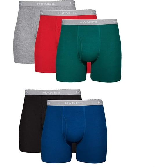 Hanes Men's Tagless Exposed Waistband Boxer Briefs, Assorted, X-Large