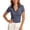 Navy, variant on Public Short Sleeve Deep V Neck Shirts for Womens Causal Striped Printed Slim Fit Tops Plus Size Trendy Lapel Graphic Tees Shirts Navy XS