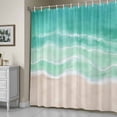 thumbnail image 5 of Summer Green Beach Shower Curtain, Coastal Nautical Watercolor Gradient Ocean Wave Waterproof Shower Curtain Set with 12 Hooks Lightweight Bath Curtains Fabric Bathroom Decor 36x72 Inches, 5 of 9