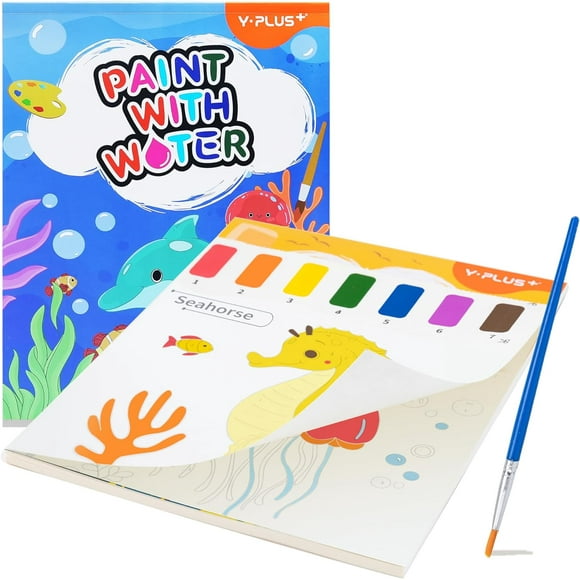 shiyou-YPLUS Paint with Water Books for Toddlers, Watercolor Painting Paper for Kids Ages 3-8, Art Craft Gift for Drawing with Brush - Sea