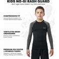 thumbnail image 2 of Exxact Sports Kids BJJ Rash Guard Long Sleeve, Ranked No Gi Jiu Jitsu Compression Shirt for Boys & Girls for MMA, Wrestling - (Black/Grey, YM), 2 of 7