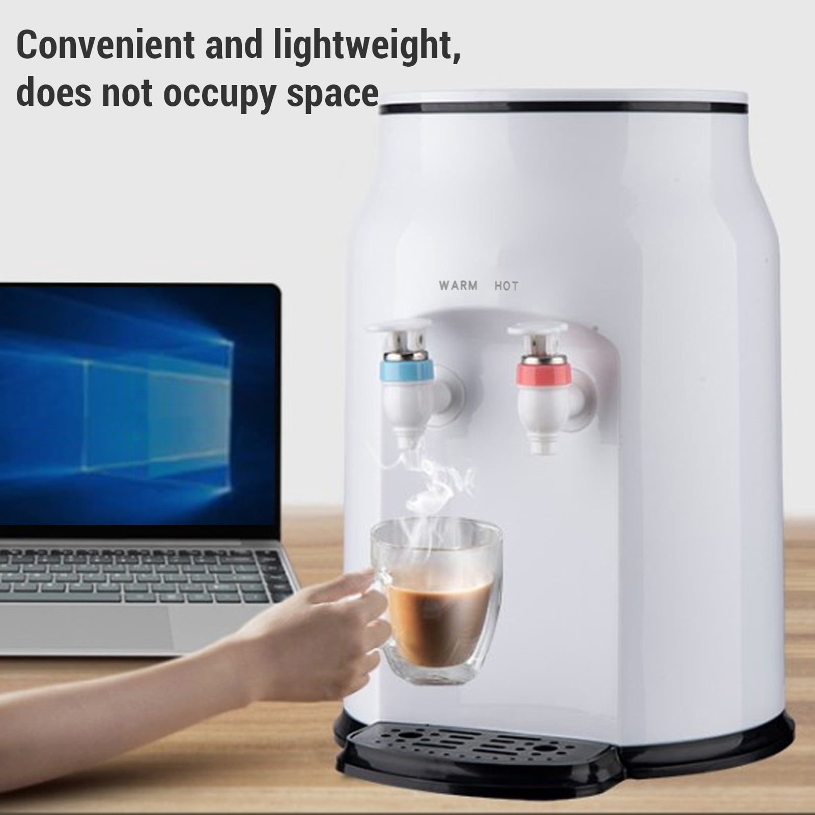 YAHHU Countertop Water Dispenser Top Loading Electric Hot Water Cooler Mini Desktop Design Energy Saving Fast Heating Mechanism For Home And Office Use 220V EU Plug White