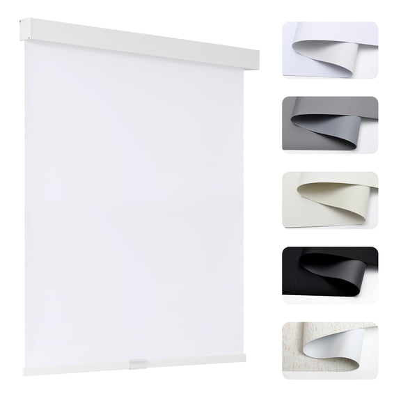 AOSKY Cordless Blackout Roller Shades, 34"W x 72"H, Free-Stop Natural Woven Window Blinds Thermal Insulated UV Protection for Home and Office, White