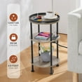 thumbnail image 4 of Small Round Side Table with Charging Station for Small Spaces, 3-Tier Round Accent Table with 2 USB Ports & Power Outlets, Round Corner Table Sofa Side Table for Living Room Bedroom Apartment(USB,Oak), 4 of 18