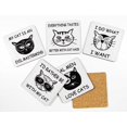 thumbnail image 2 of Inkdotpot Set of 6 Drink Coasters DecorativeNon,SlipCork Base4-inch Square PrintedCoastersEasy Clean- Cat Quotes, 2 of 8