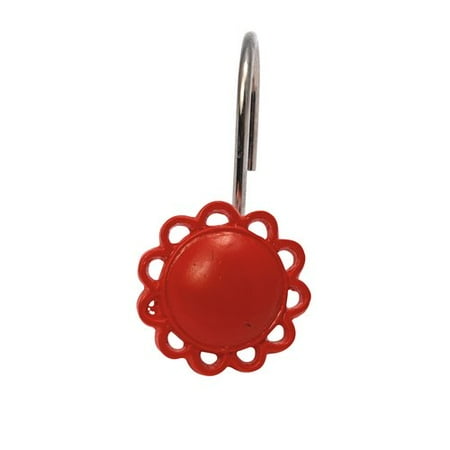 u0022Filigreeu0022 Resin Shower Curtain Hooks in Red