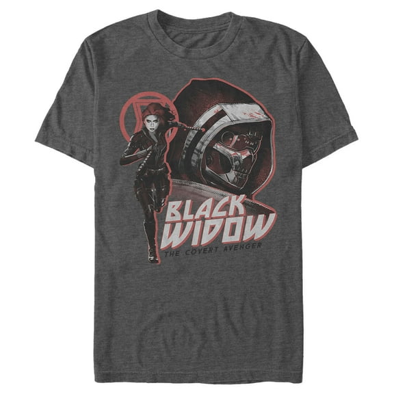 Men's Marvel Black Widow Covert Avenger Graphic Tee Charcoal Heather Medium