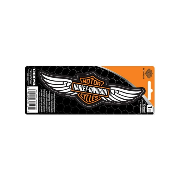 Harley-Davidson Winged Bar & Shield Logo Decal - Orange/White - 3 x 8 in., Harley Davidson