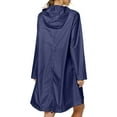 thumbnail image 4 of Women's Lightweight Raincoat Windbreaker Mid Long Hiking Hoodie Jacket (Dark Blue XXL), 4 of 4