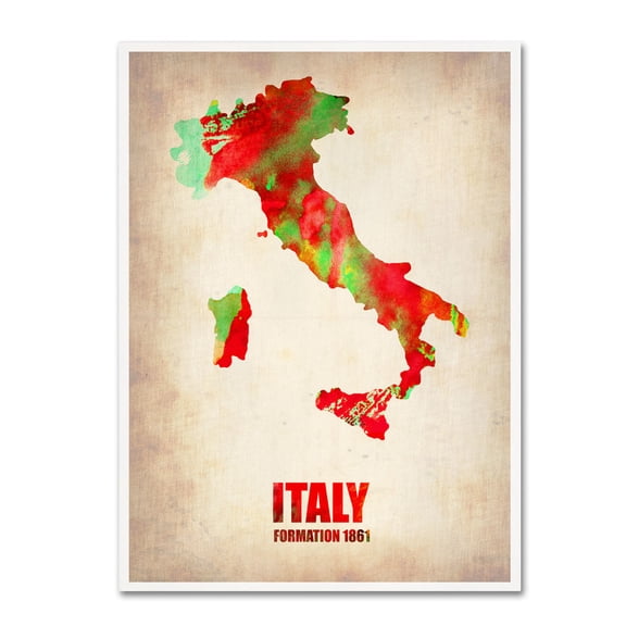 Trademark Fine Art "Italy Watercolor Map" Canvas Art by Naxart