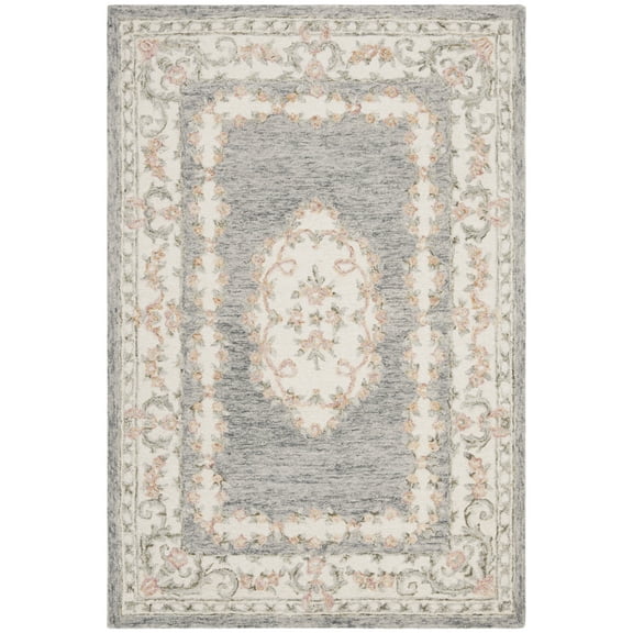 SAFAVIEH Micro-Loop Jesper Oriental Wool Area Rug, Grey/Ivory, 2'6" x 4'