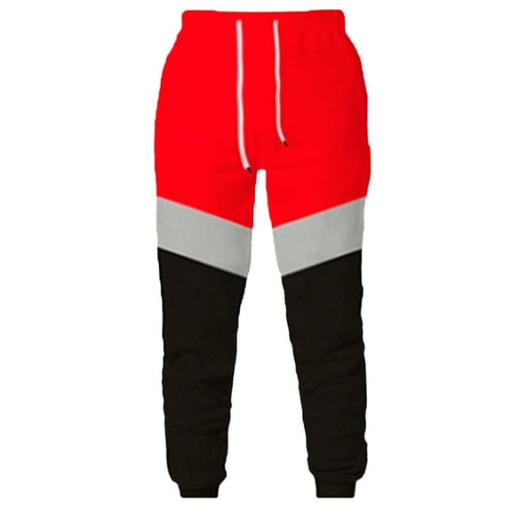 Iugvhana Sweatpants Joggers for Men Workout Running Pants with Pockets Lightweight Casual Elastic Waist Drawstring Trousers with Pockets Red L