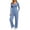 Blue, variant on Women's 2 Piece Long Set Square Neck Button Long Sleeve Top and Drawstring Loose Pants Matching Set Lounge Vacation Beach Airport Travel Outfits