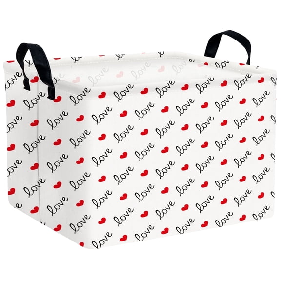 BOOHIT Valentines Day Basket Empty Heart Gifts Basket Kid Storage Bins Decor(Black Love Red Heart)