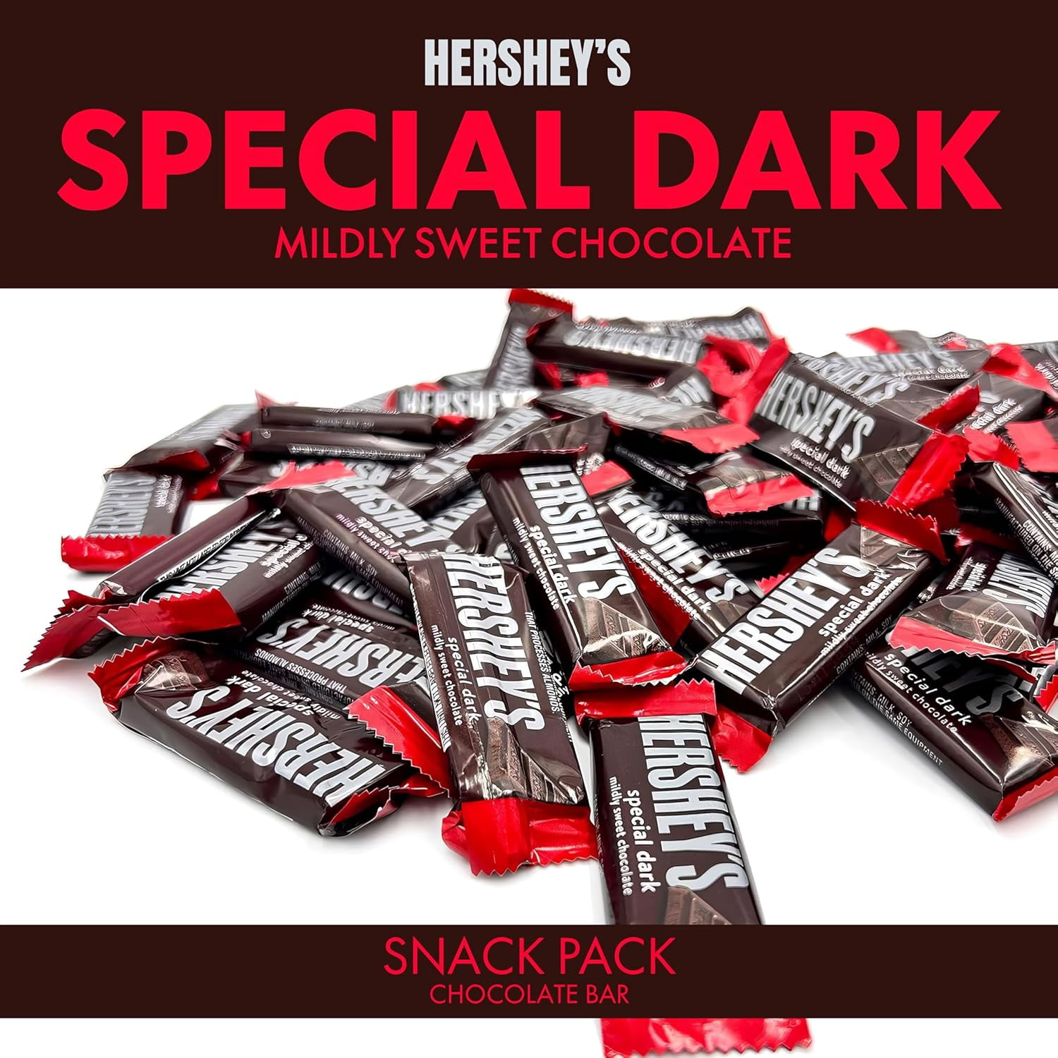 Hershey’s Special Dark Mildly Sweet Chocolate Candy Bars, Bulk 2 lb, Approx 70 Count, Wrapped