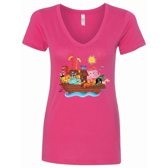 Inktastic Animal Ark Bible Story Christian Women's V-Neck T-Shirt
