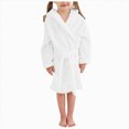 thumbnail image 4 of NOLDARES Boys Fleece Robe Girls Hooded Bathrobe Toddlers Soft Fuzzy Robe for Kids,White,5-6 Y, 4 of 9