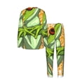 thumbnail image 4 of Women's 2 Pack Pajama Set Long Sleeve Sleepwear Soft Loungewear Pjs Sets, Cartoon Green Frog, 4 of 6