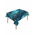 thumbnail image 2 of Teal Blue Marble Tablecloth Rectangle Table Cloth 52x70, Waterproof Tablecloth Outdoor Table Cloth, Ink Painting Modern Abstract Yellow Washable Table Cover for Kitchen Dinning Party, 2 of 8