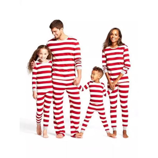 Conjuntos navideños para padres e hijos más vendidos, conjunto exclusivo con estampado de rayas rojas y blancas, 2024