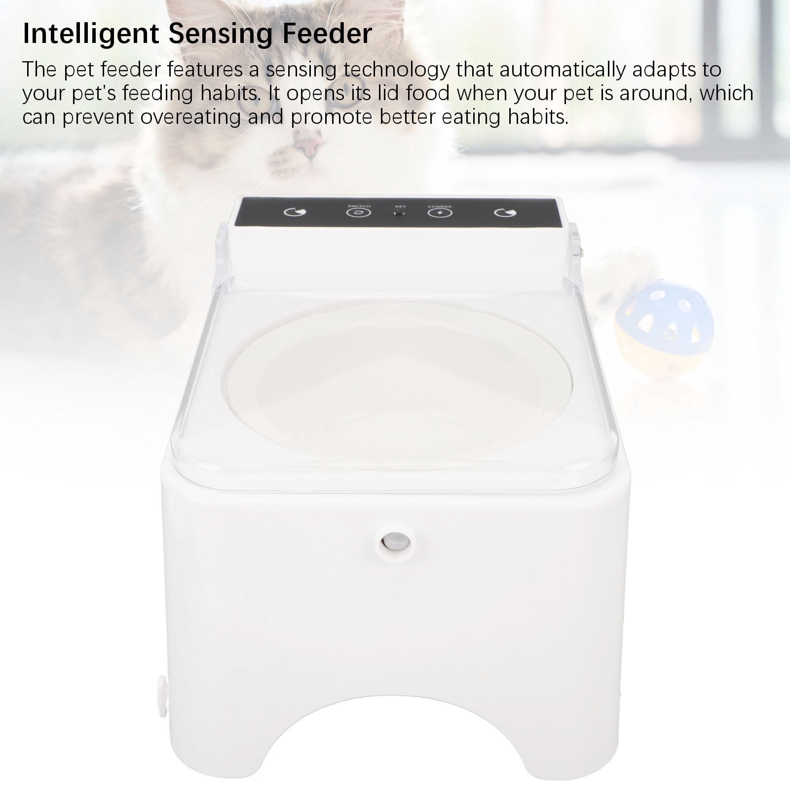 Suodoka Cat Automatic Sensing Feeder Transparent Lid Raised Hygienic Intelligent Cat Dog Feeder Bowl for Home Indoor Style 2
