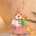 thumbnail image 3 of Easter Decorations for Home- 14" Sisal Bunny Figurines with Carrot & Egg, Spring Straw Bunny Couple Farmhouse Centerpieces for Tables, Easter Rabbits Decor, 3 of 3
