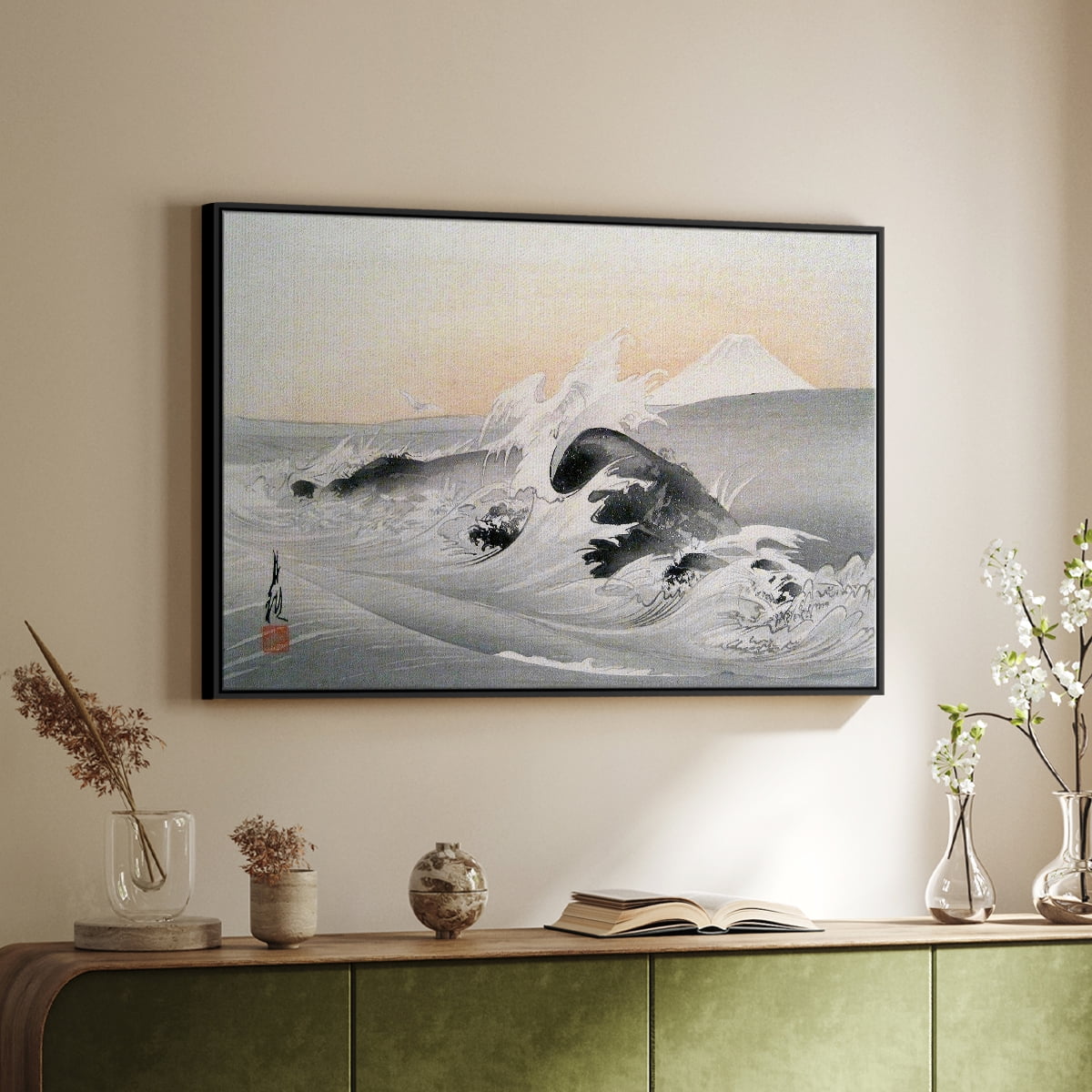 Vintage Landscape-CCCI By Wexford Home Framed in Black Wood Gallery Wrapped Canvas 25 in. x 37 in.