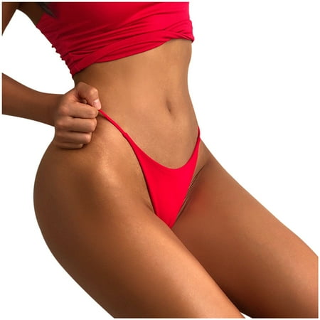

KDDYLITQ Women Thongs Seamless Low Rise Bikini Underwear Sexy Panty Red M