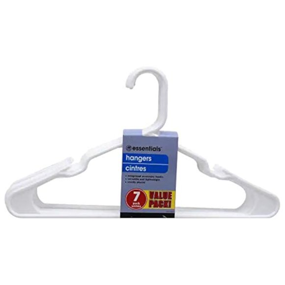 Perchas ESSENTIALS Blancas de Plástico - Pack de 7