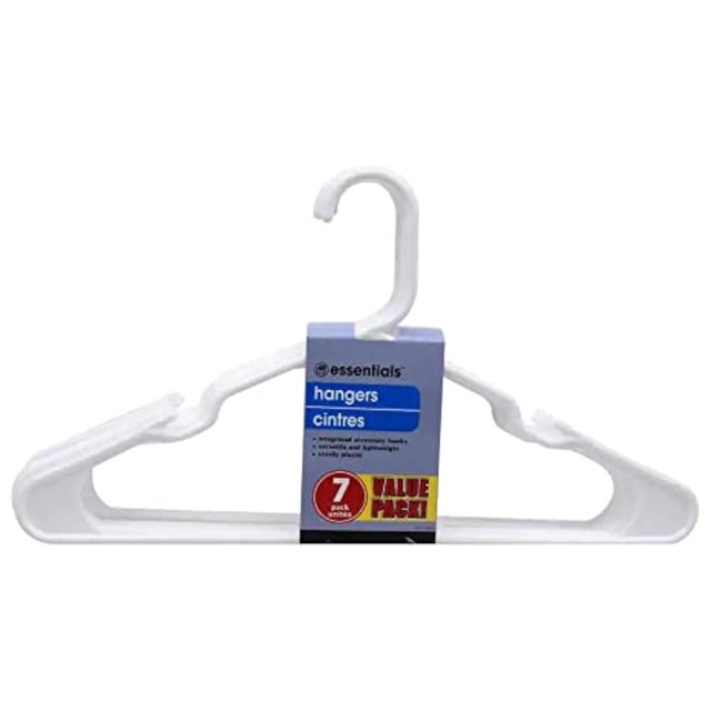Perchas ESSENTIALS Blancas de Plástico - Pack de 7