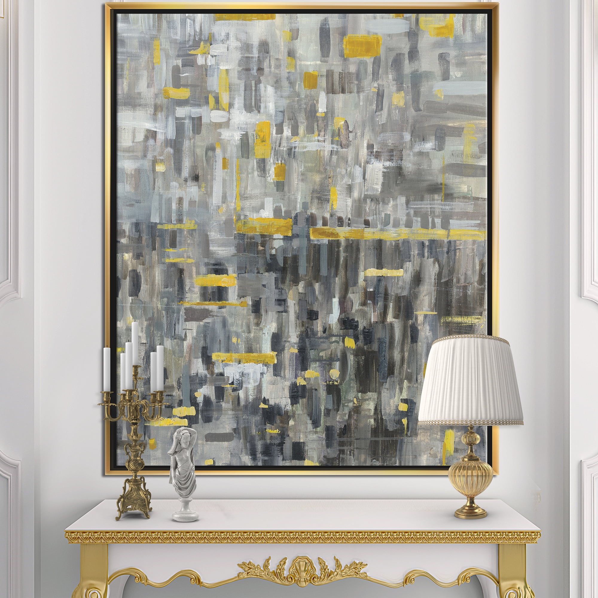 Designart ' Glam Gold Reflection ' Modern & Transitional Framed Canvas