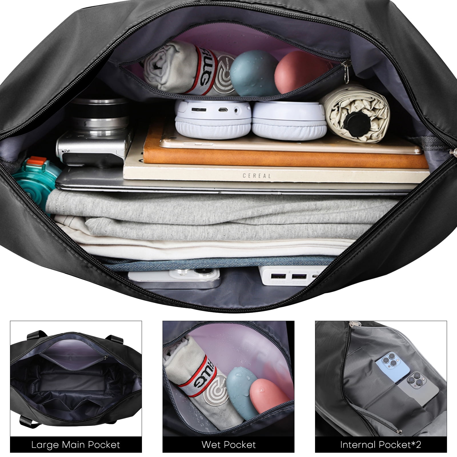 Expandable Rolling Travel Bag With 360° Detachable Wheels Foldable Luggage Bag Waterproof Carry On Overnight Tote For Home Storage Gym Moving Camping