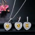 thumbnail image 5 of Pave Purple CZ Stone Heart Pendant Necklace Earrings Silver Plated Jewelry Set, 5 of 8