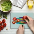 thumbnail image 4 of Colorful Cutting Board, Vibrant Colored Fish Silhouettes Shoal Exotic Underwater Wildlife Inspired Theme, Decorative Tempered Glass Cutting and Serving Board, Small Size, Multicolor, by Ambesonne, 4 of 5