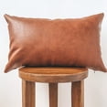 thumbnail image 4 of Yesfashion Faux Leather Pillow Covers, Modern Decorative Solid Lumbar Throw Pillow Covers for Bedroom Living Room, 4 of 9