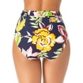 thumbnail image 2 of Anne Cole Women's High Waist Floral Print Swim Bottoms Swimsuit Blue Size X-Small, 2 of 3