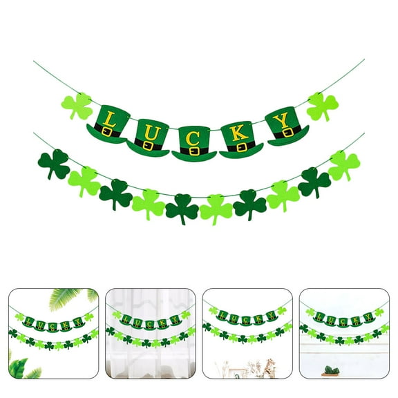FRCOLOR Clover Hat Banner Decorative Banner Felt Set