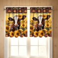 thumbnail image 5 of Sunflower Cow Print Kitchen Short Curtains, Rustic Farmhouse Rod Pocket Window Tier Curtains for Country Kitchen Cafe Window Decor, 5 of 7
