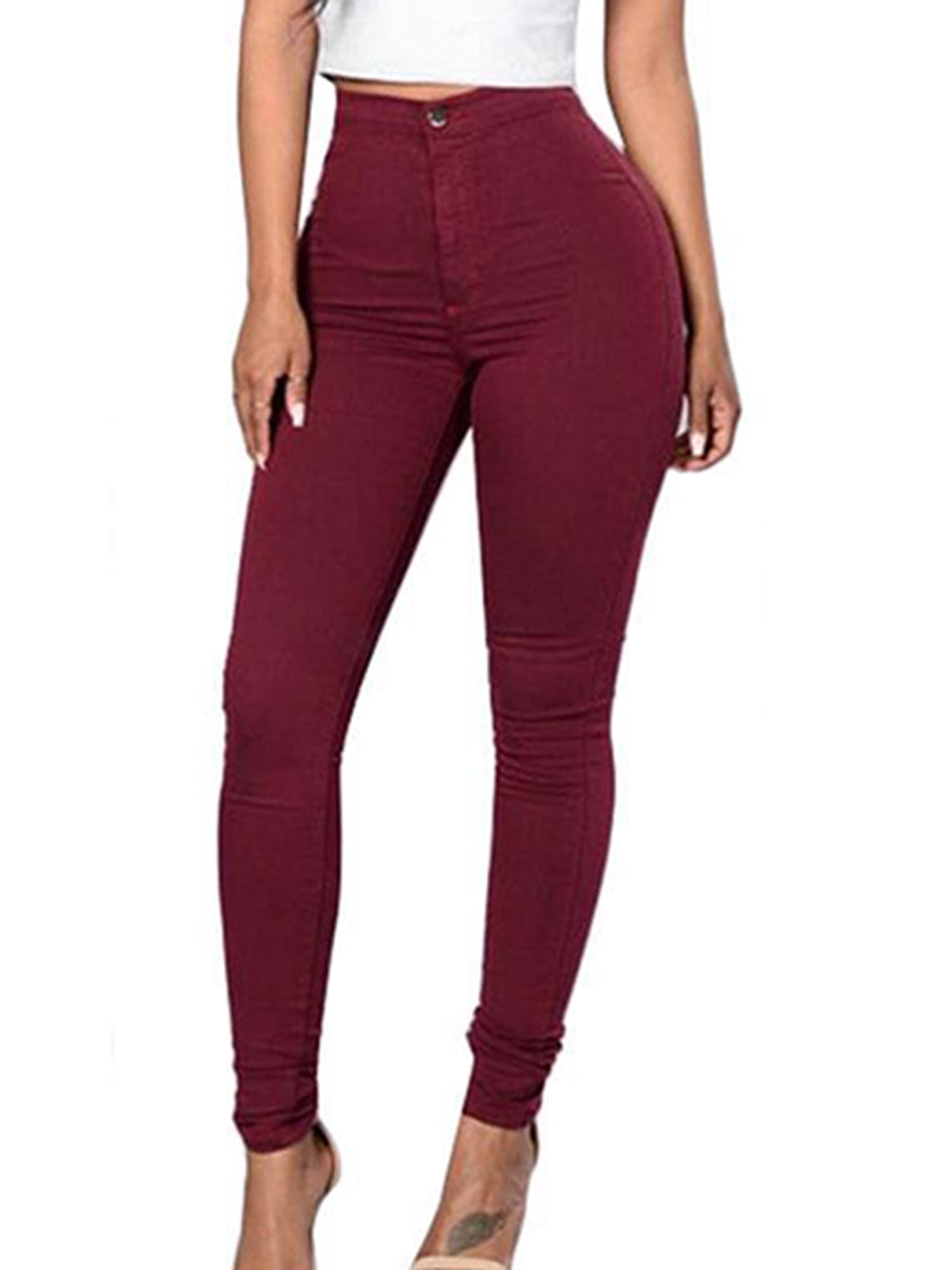 burgundy jeggings walmart