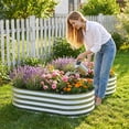 thumbnail image 3 of LIFERECORD Galvanized Raised Garden Bed, 47"L X 23"W X 11"H, Elevated Reinforced Large Metal Planter Box for Vegetable Flower Herb Outdoors, Oval, 3 of 8
