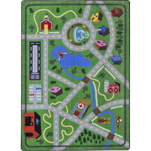 Joy Carpets Kid Essentials Neighborhood Explorer 5'4" x 7'8" Area Rug in Color Multi